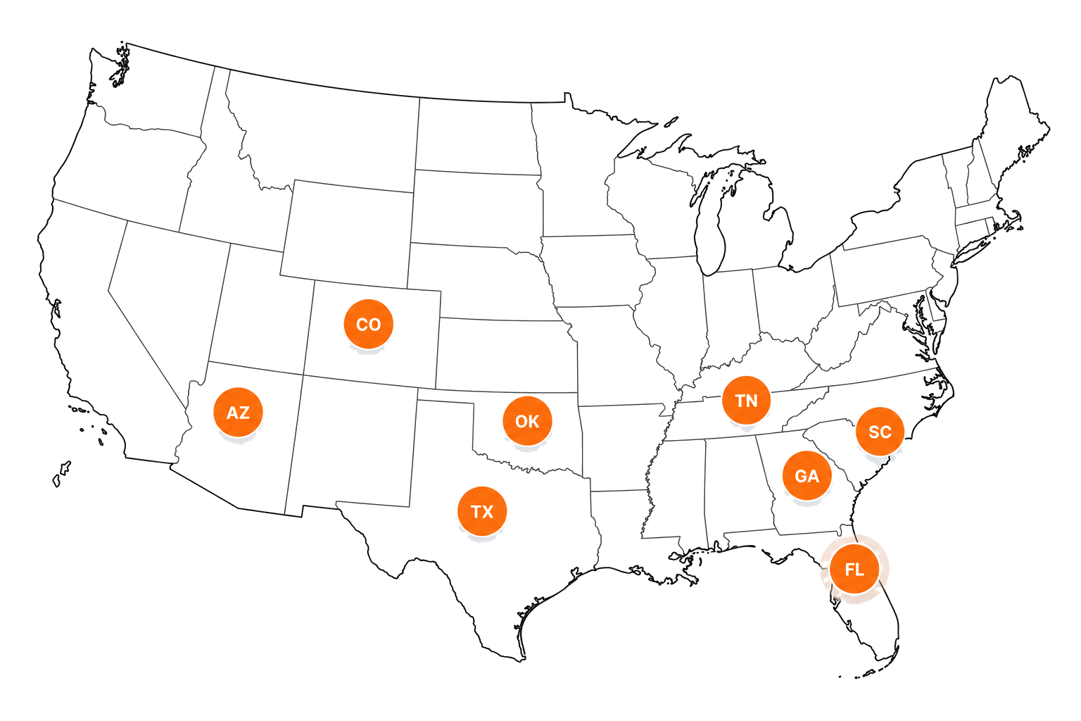 Map of the contiguous United States